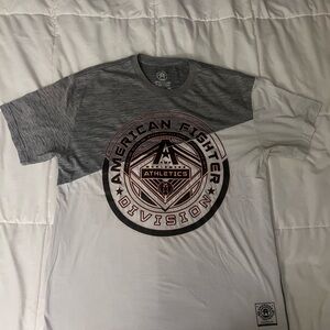 American Fighter Gray and White Short Sleeve Tees